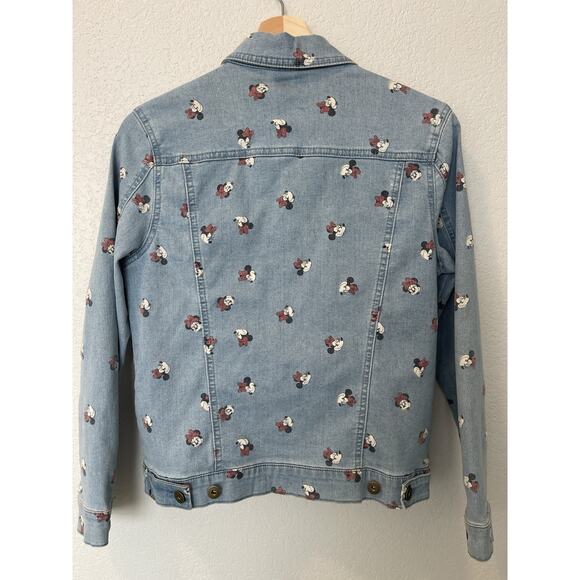 Disney Parks Jacket Womens XS Blue Minnie Mouse All Over Print Jean Denim - Picture 2 of 9